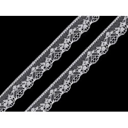Dantelă sintetică, lățime 18 mm - Alb (15 Metri)