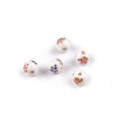 Mărgele porțelan, motiv floral, ø8 mm - Multicolor (5 Bucăți)