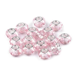 Mărgele fațetate tip pandora, 14,5x9 mm - Roz foarte deschis (20 Bucăți)