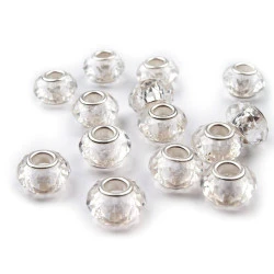 Mărgele fațetate tip pandora, 14,5x9 mm - Transparent (20 Bucăți)