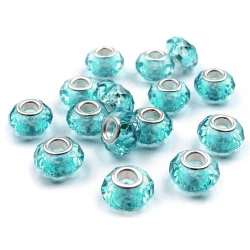 Mărgele fațetate tip pandora, 14,5x9 mm - Turcoaz (20 Bucăți)