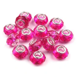 Mărgele fațetate tip pandora, 14,5x9 mm - Roz zmeură (20 Bucăți)