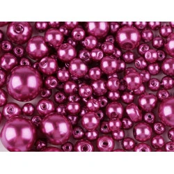 Perle sticlă lucioase, mix mărimi, ø4-12 mm - Mov deschis (50 Grame)