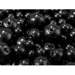 Perle sticlă lucioase, mix mărimi, ø4-12 mm - Negru (50 Grame)