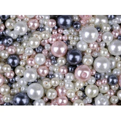Perle sticlă lucioase, mix mărimi și culori, ø4-12 mm - Mix (50 Grame)