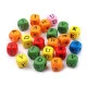 Mărgele cubice din lemn cu litere, 10x10 mm - Mix (20 Grame)