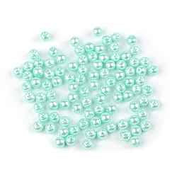 Perle sticlă lucioase, ø6 mm - Verde mentă (50 Grame)