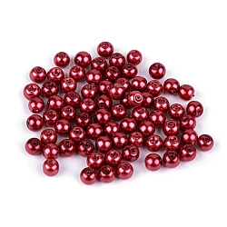 Perle sticlă lucioase, ø6 mm - Roșu (50 Grame)