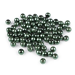 Perle sticlă lucioase, ø6 mm - Verde închis (50 Grame)