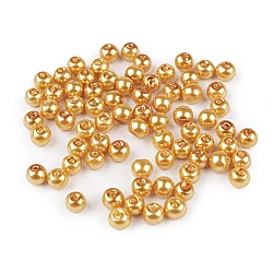 Perle sticlă lucioase, ø6 mm - Auriu deschis (50 Grame)