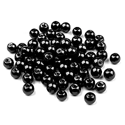 Perle sticlă lucioase, ø6 mm - Negru (50 Grame)
