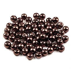 Perle sticlă lucioase, ø6 mm - Maro închis (50 Grame)
