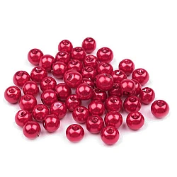 Perle sticlă lucioase, ø6 mm - Roșu (50 Grame)