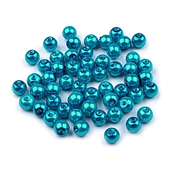 Perle sticlă lucioase, ø6 mm - Turcoaz marin (50 Grame)