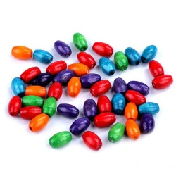 Mărgele din lemn ovale, 7x10 mm - Mix nr. 4 (20 Grame)