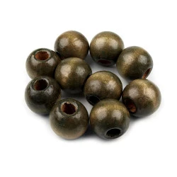 Mărgele din lemn, ø22-25 mm - Verde kaki (10 Bucăți)