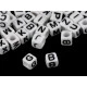 Mărgele cubice, litere alfabet mix, 6 mm - Mix alb-negru (1 Sac)