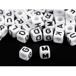Mărgele cubice, litere alfabet mix, 6 mm - Mix alb-negru (1 Sac)