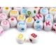 Mărgele plastic rotunde, litere alfabet mix, ø7 mm - Mix culori (1 Sac)