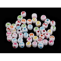 Mărgele plastic rotunde, litere alfabet mix, ø7 mm - Mix culori (1 Sac)