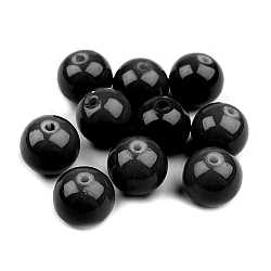 Perle sticlă lucioase, ø8 mm - Negru (50 Grame)