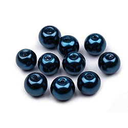 Perle sticlă lucioase, ø8 mm - Albastru parizian (50 Grame)