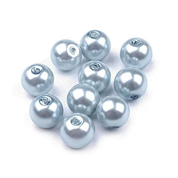Perle sticlă lucioase, ø8 mm - Bleu gris (50 Grame)