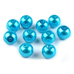 Perle sticlă lucioase, ø8 mm - Turcoaz marin (50 Grame)
