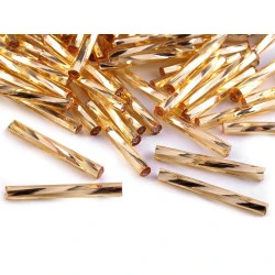 Mărgele tubulare răsucite preciosa, 20 mm - Auriu deschis (20 Grame)
