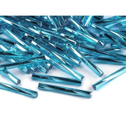 Mărgele tubulare răsucite preciosa, 20 mm - Albastru azur (20 Grame)
