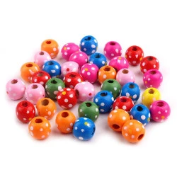 Mărgele din lemn colorate cu buline, ø12 mm - Mix (1700 Bucăți)