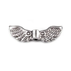 Distanțier bijuterii, model aripi, 7x22 mm - Platinum (10 Bucăți)