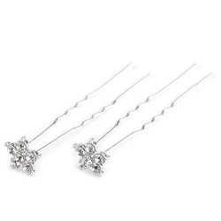 Ace de păr cu strasuri, ø11 mm - Cristal (2 Bucăți)
