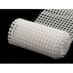 Bandă decorativă cu perle, lățime 50 mm - Alb sidefat (36 Metri)