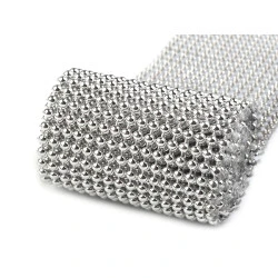 Bandă decorativă cu perle, lățime 50 mm - Argintiu (36 Metri)