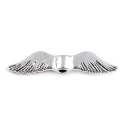 Distanțier bijuterii, model aripi, 5x24 mm - Platinum (10 Bucăți)