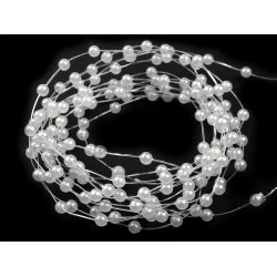 Ghirlandă decorativă perle, ø2-3 mm - Alb (30 Metri)