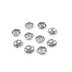 Capace mărgele, model inimioare, ø10-11mm - Platinum (10 Bucăți)