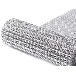 Bandă imitații cristale, lățime 11,5 cm, cal. a 2-a - Argintiu (1 Metru)