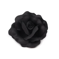 Broșă / clamă de păr trandafir, ø6 cm - Negru (1 Bucată)