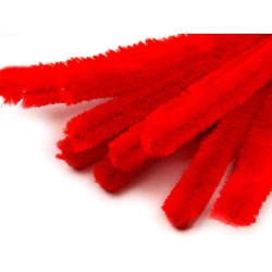 Sârmă plușată, ø15 mm, lungime 30 cm - Roșu (10 Bucăți)