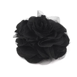Broșă / clamă de păr trandafir, ø9 cm - Negru (1 Bucată)