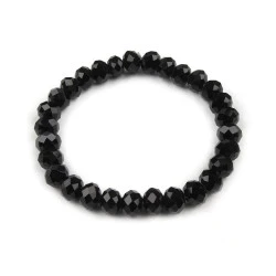 Brăţară elastică cu mărgele fațetate - Negru (1 Bucată)
