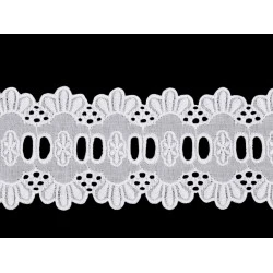 Dantela bumbac madeira, 65 mm - Alb (1 Metru)