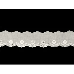 Dantela madeira din bumbac brodata 40 mm - Off white (1 Metru)