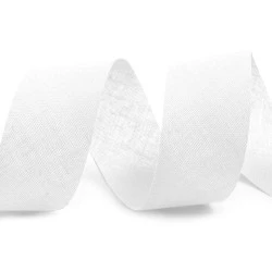 Bandă bias bumbac nepliată, lățime 30 mm - Alb (100 Metri)