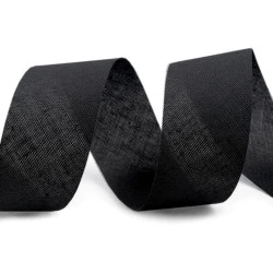 Bandă bias bumbac nepliată, lățime 30 mm - Negru (100 Metri)