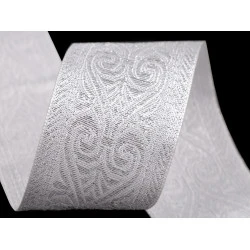 Panglică țesută tip jacquard, lățime 50 mm - Argintiu deschis (1 Metru)