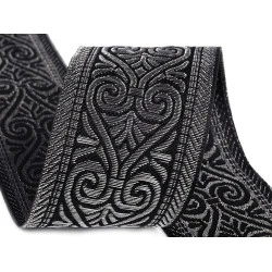 Panglică țesută tip jacquard, lățime 50 mm - Argintiu (1 Metru)