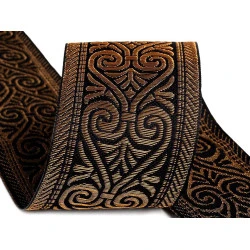 Panglică țesută tip jacquard, lățime 50 mm - Auriu (1 Metru)